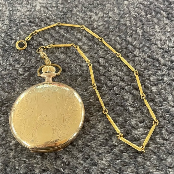 Vintage Hampden Gold-filled Pocket Watch with Chain